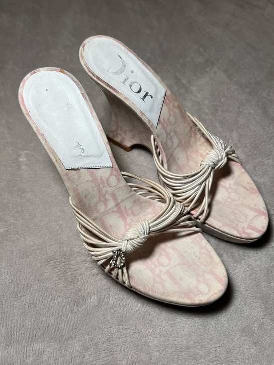 Dior Shoes - Christian Dior Vintage Pink Monogram Girly Heels Wedges